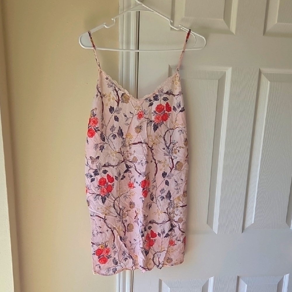 Victoria's Secret Lingerie S Slip Lace Tank Top Floral Adjustable Straps